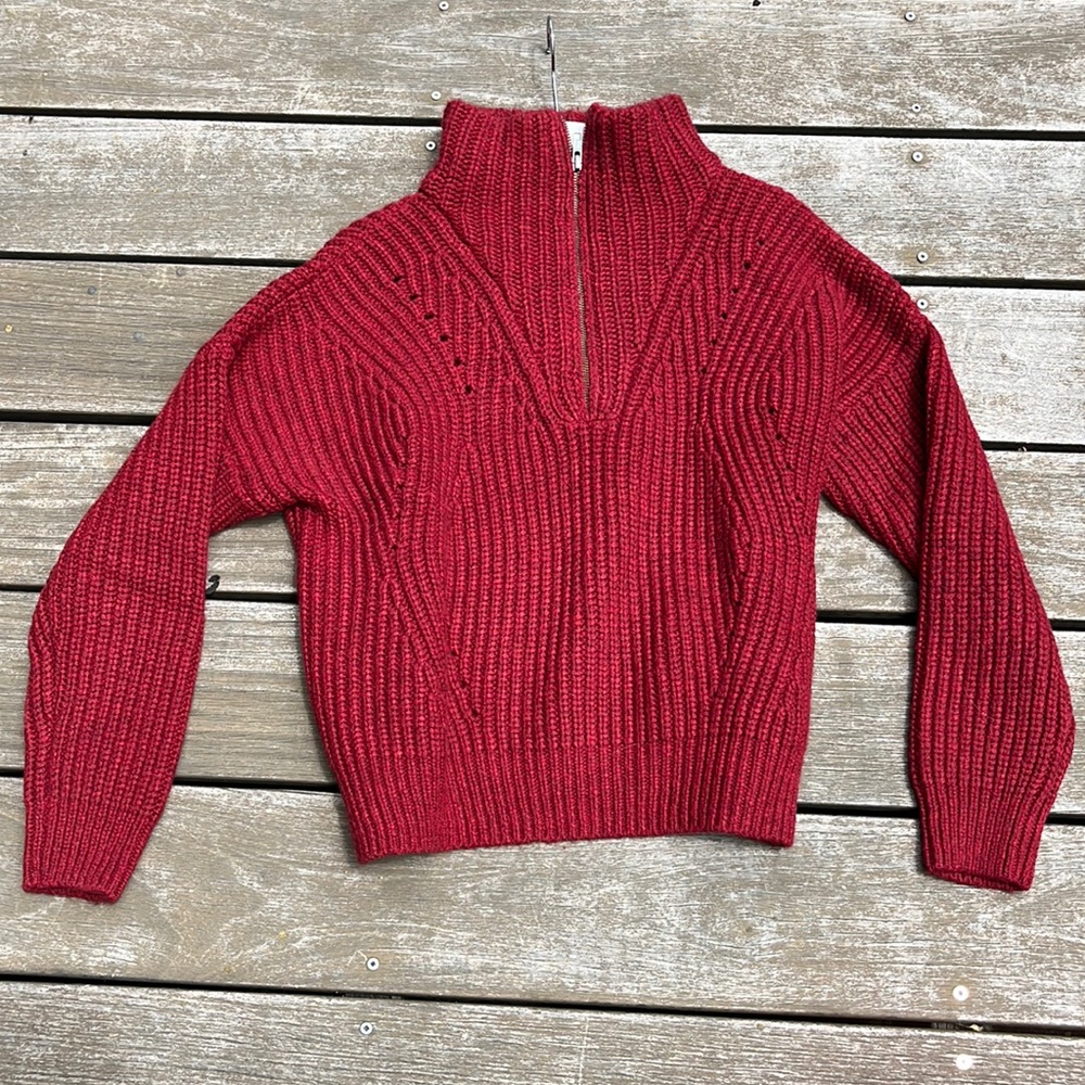 Red pullover sweater with zipper!